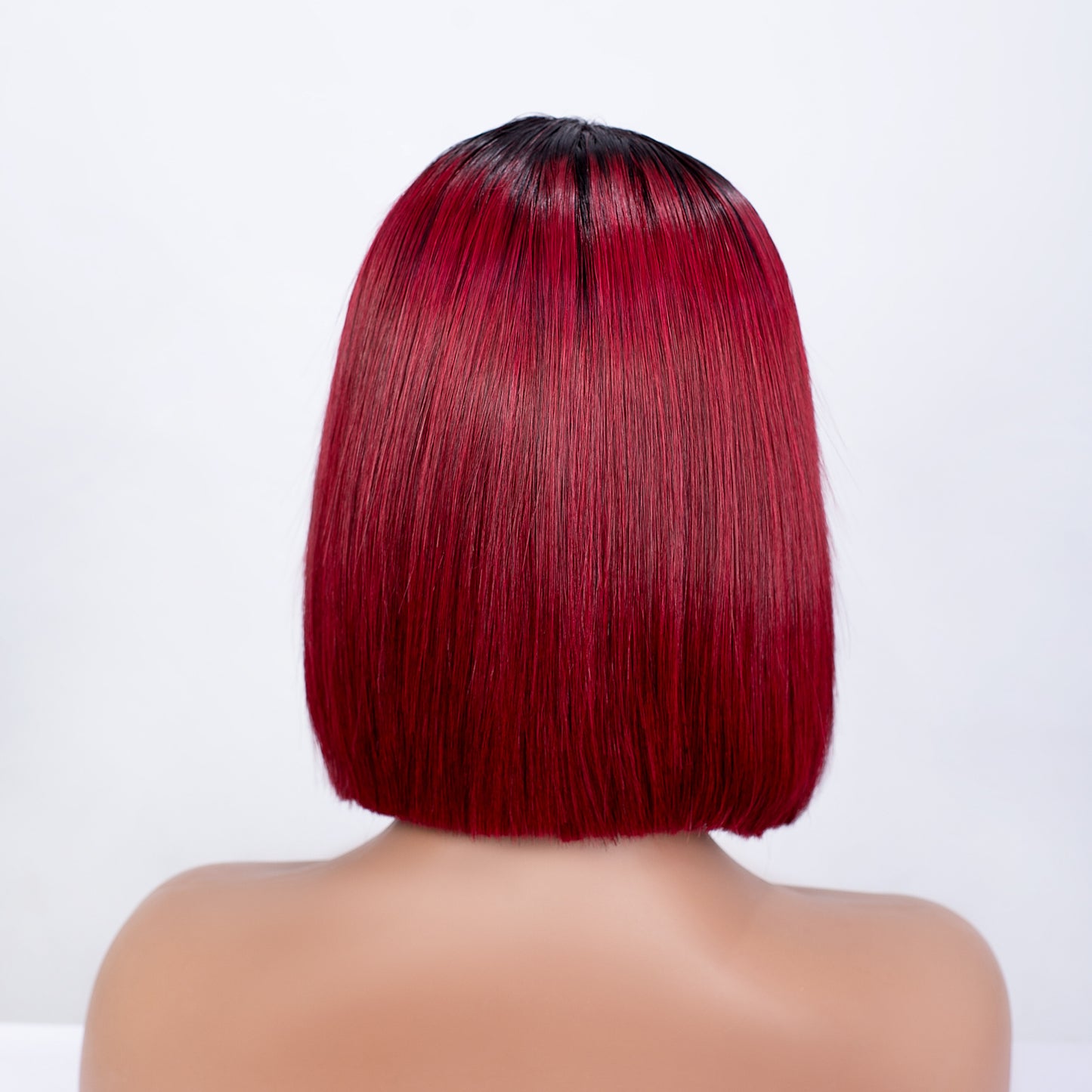 Hairporium Super Double Drawn Vietnamese Bone Straight Wig – 100% Raw Virgin Hair, Burgundy 1B/99J, Glueless Precut Blunt Cut Bob with HD Transparent Lace Closure (10-inch)