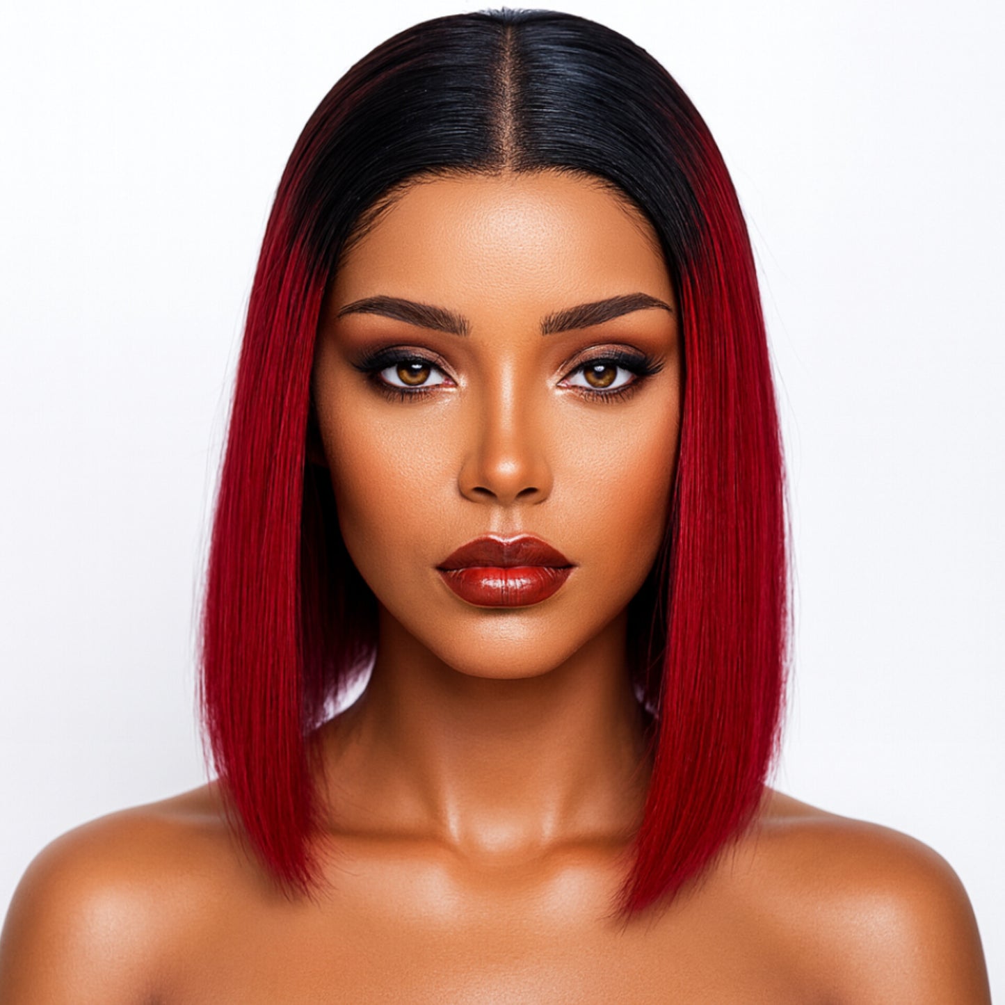 Hairporium Super Double Drawn Vietnamese Bone Straight Wig – 100% Raw Virgin Hair, Burgundy 1B/99J, Glueless Precut Blunt Cut Bob with HD Transparent Lace Closure (10-inch)