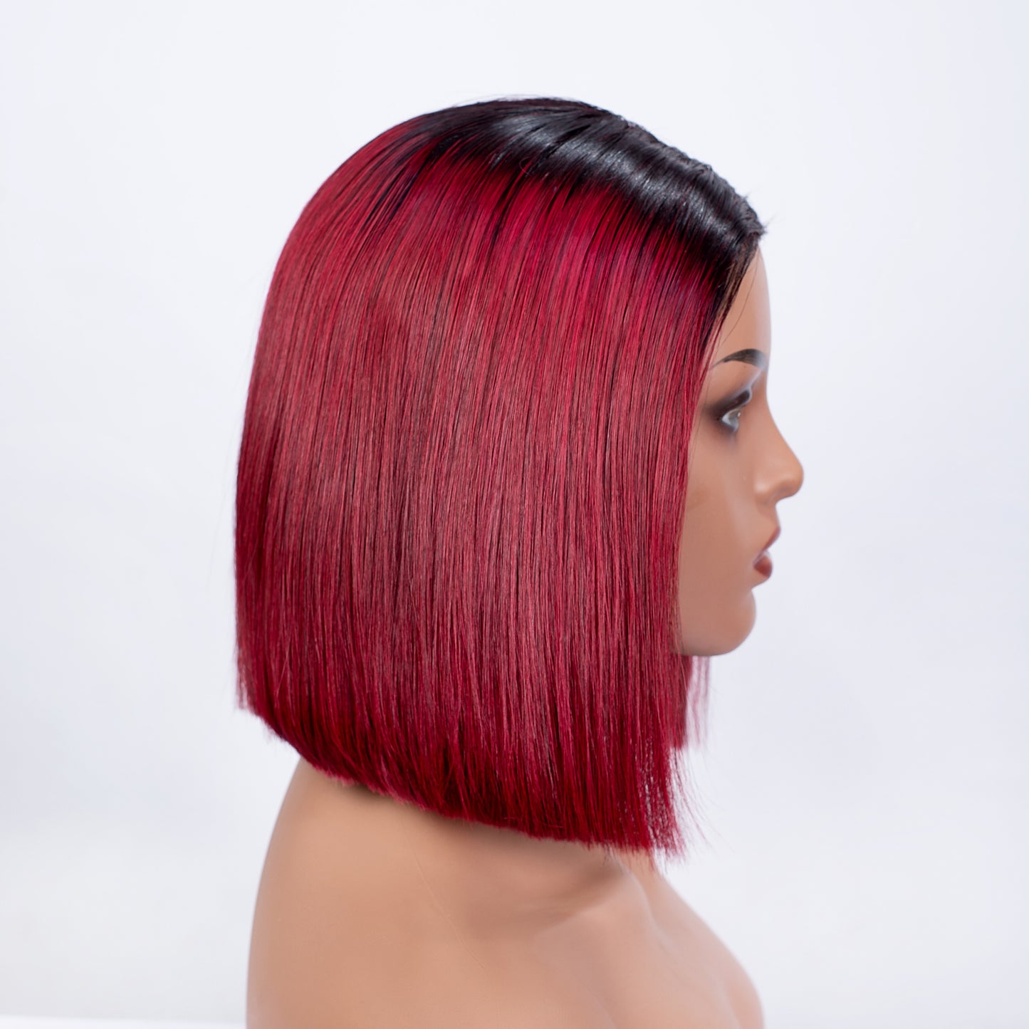 Hairporium Super Double Drawn Vietnamese Bone Straight Wig – 100% Raw Virgin Hair, Burgundy 1B/99J, Glueless Precut Blunt Cut Bob with HD Transparent Lace Closure (10-inch)