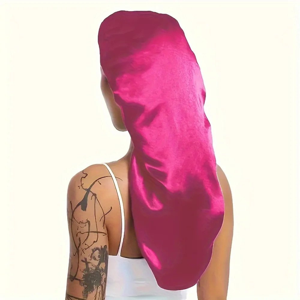 Hairporium Silky Long Bonnet: Solid Color Night Cap for Women's Overnight Hair Care
