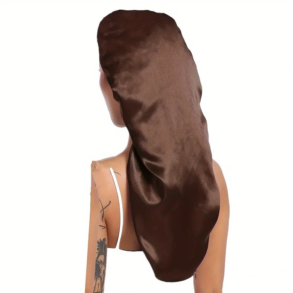 Hairporium Silky Long Bonnet: Solid Color Night Cap for Women's Overnight Hair Care