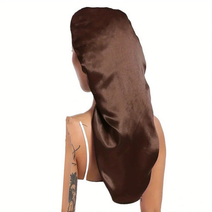 Hairporium Silky Long Bonnet: Solid Color Night Cap for Women's Overnight Hair Care