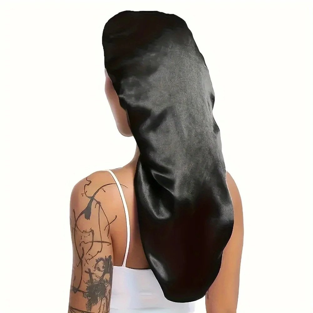 Hairporium Silky Long Bonnet: Solid Color Night Cap for Women's Overnight Hair Care