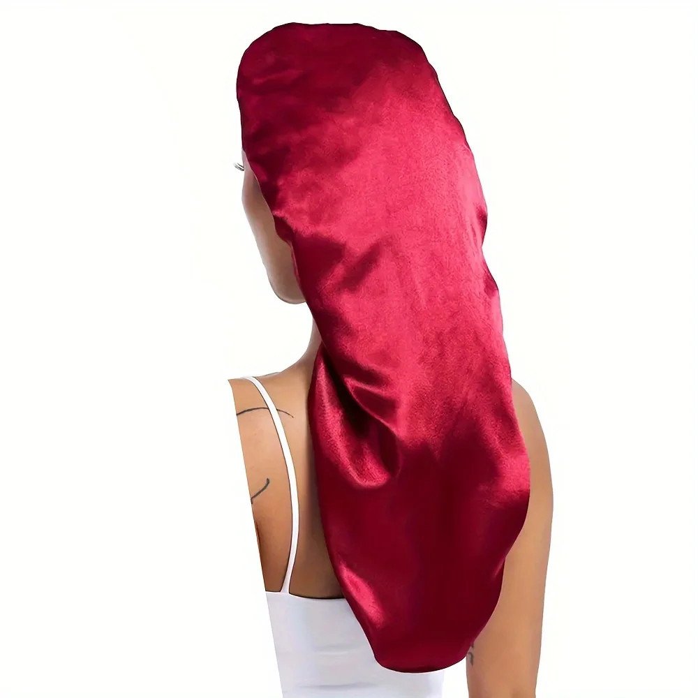 Hairporium Silky Long Bonnet: Solid Color Night Cap for Women's Overnight Hair Care