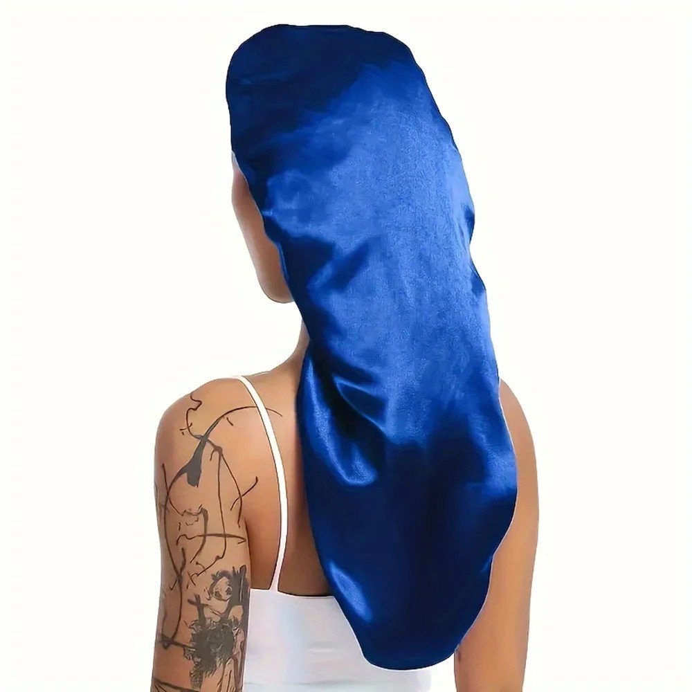 Hairporium Silky Long Bonnet: Solid Color Night Cap for Women's Overnight Hair Care