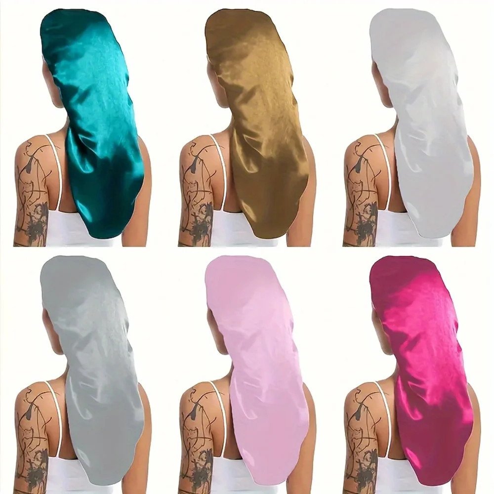 Hairporium Silky Long Bonnet: Solid Color Night Cap for Women's Overnight Hair Care