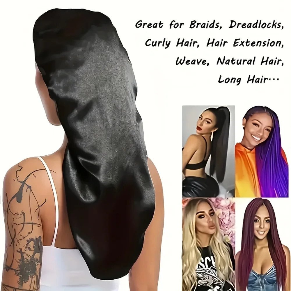 Hairporium Silky Long Bonnet: Solid Color Night Cap for Women's Overnight Hair Care