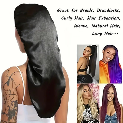 Hairporium Silky Long Bonnet: Solid Color Night Cap for Women's Overnight Hair Care