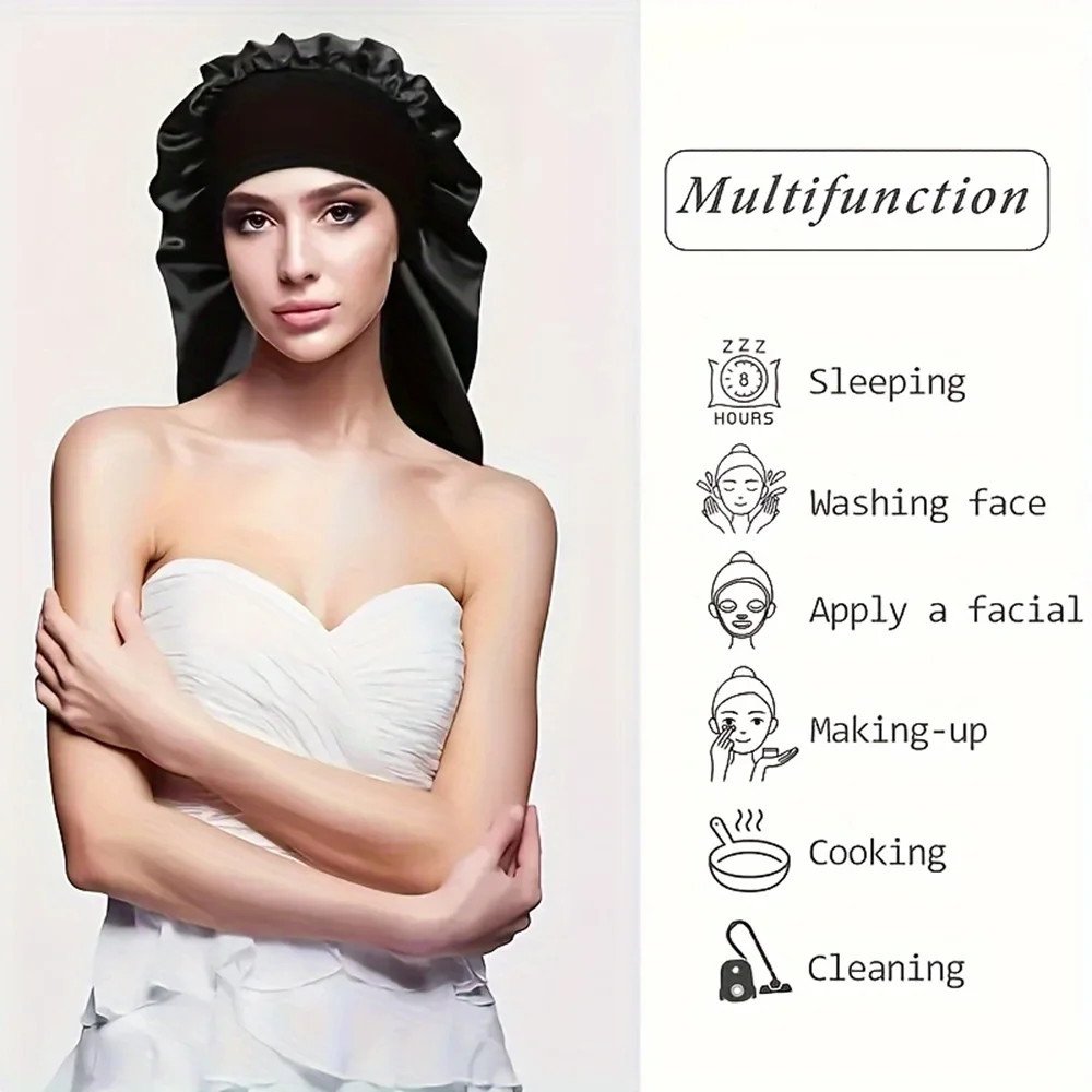 Hairporium Silky Long Bonnet: Solid Color Night Cap for Women's Overnight Hair Care