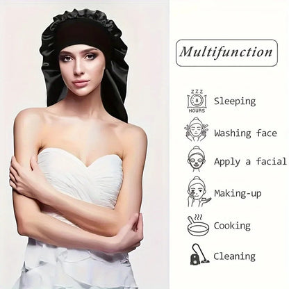 Hairporium Silky Long Bonnet: Solid Color Night Cap for Women's Overnight Hair Care
