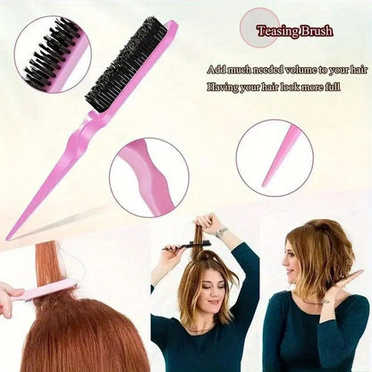 11-Piece Hair Styling Kit - Detangling & Anti-Static Combs Edge Brush Scalp Massager Clips & Spray Bottle Hairdressing Tools