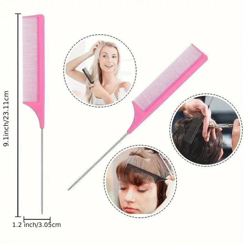 11-Piece Hair Styling Kit - Detangling & Anti-Static Combs Edge Brush Scalp Massager Clips & Spray Bottle Hairdressing Tools