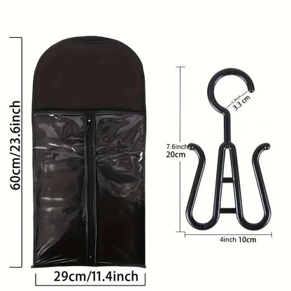 6pcs Long Hair Extensions Wig Storage Bag – Non-Woven Dust Proof Wigs Carrier Bags with Hanger for Home Salon Organizer