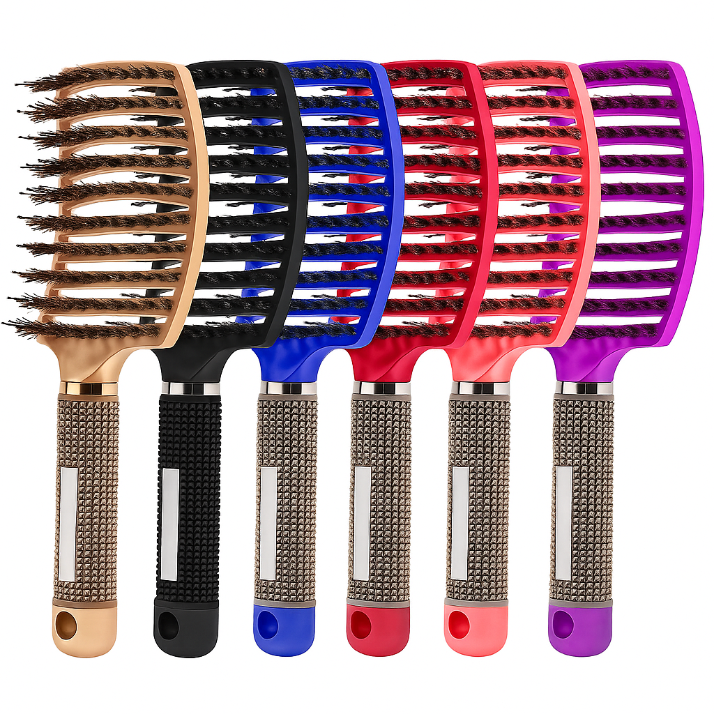 Hairporium Hair Brush & Detangling Comb – Bristle & Nylon Wet Massage Tool for Curly Hair