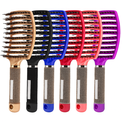 Hairporium Hair Brush & Detangling Comb – Bristle & Nylon Wet Massage Tool for Curly Hair